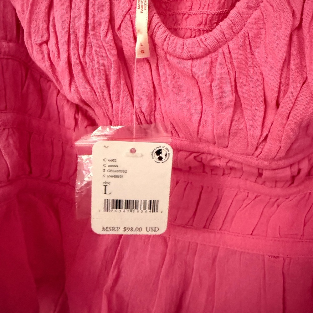 Free People Vibrant Pink Ruched Blouse - Picture 2 of 2